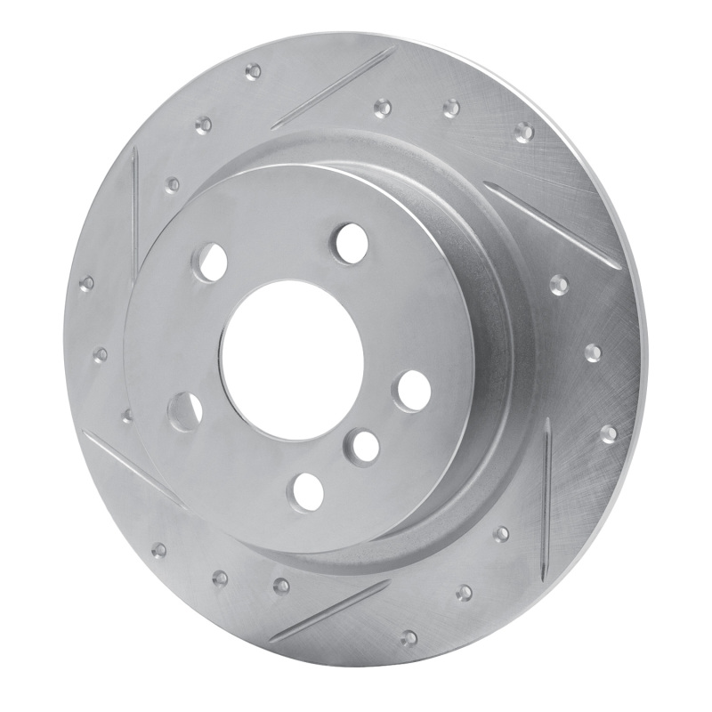 BMW i3 Brake Rotor (1) - Rear Left - R1 Concepts - Drilled & Slotted - Silver - `14-`25